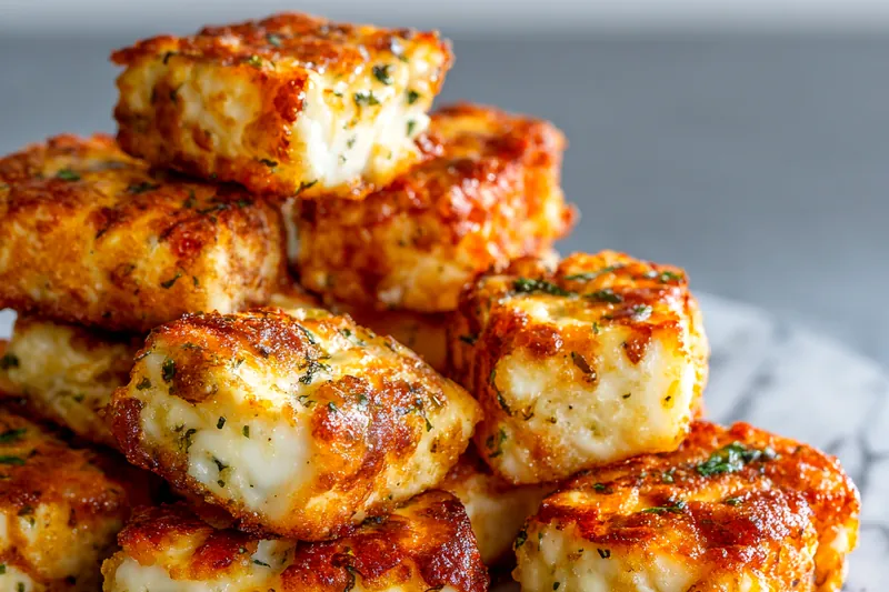 Ingredients for crispy halloumi bites arranged on a table