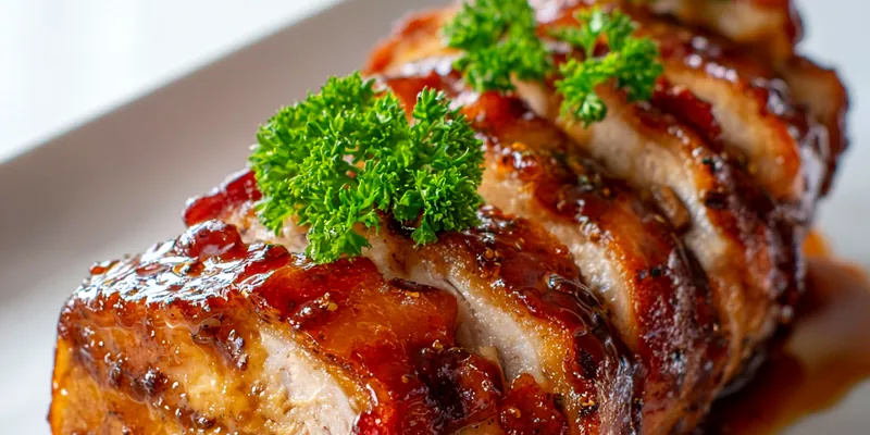 Deliciously cooked Apple & Bacon Stuffed Pork Loin Roll