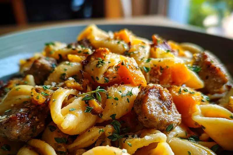 Cooking Autumn Sausage Pasta Squash