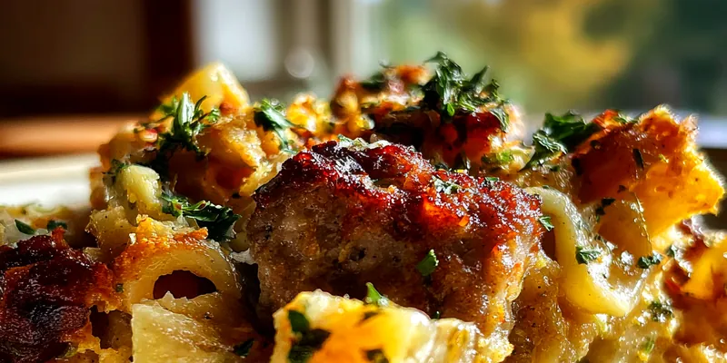 Bowl of Autumn Sausage Pasta Squash