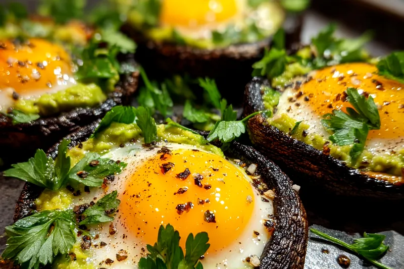 Fresh ingredients for Avocado Egg Mushroom Delight