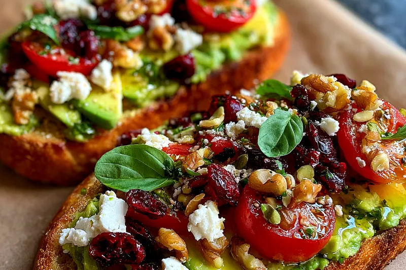 Fresh ingredients for Avocado Toast with Tomato and Feta