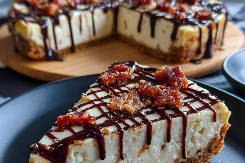 Fresh ingredients for Bacon Chocolate Caramel Cheesecake