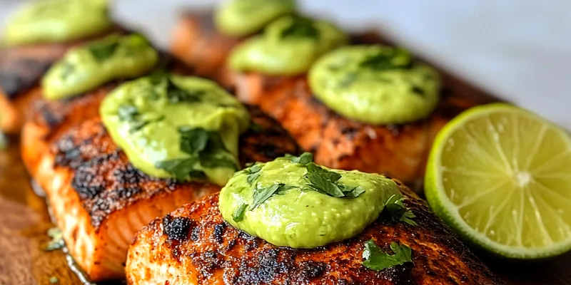 A beautifully plated Spicy Cajun Salmon Delight garnished with parsley and served with lemon slices.