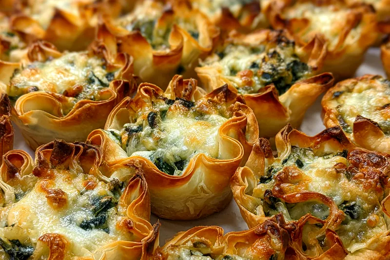 Cooking process for Baked Cheesy Spinach Artichoke Phyllo Cups