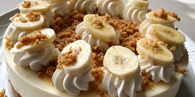 Delicious Banana Cream Cheesecake Delight served on a plate