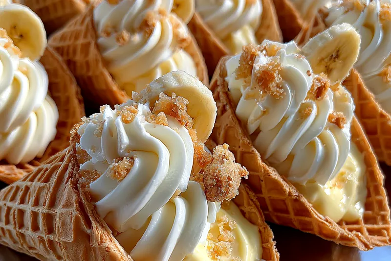 Cooking process for Banana Cream Dessert Cones