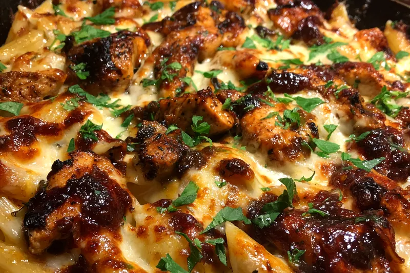 Cooking process for BBQ Chicken Mac and Cheese