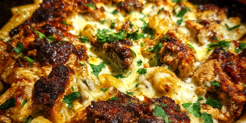 Delicious BBQ Chicken Mac and Cheese served on a plate