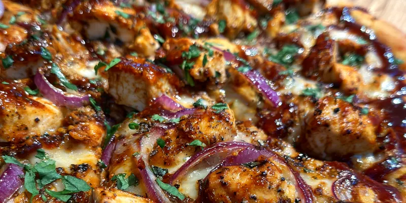 Delicious BBQ Chicken Pizza Delight served on a plate