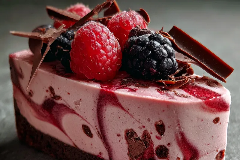 Chef Mitchell pouring melted chocolate over berries