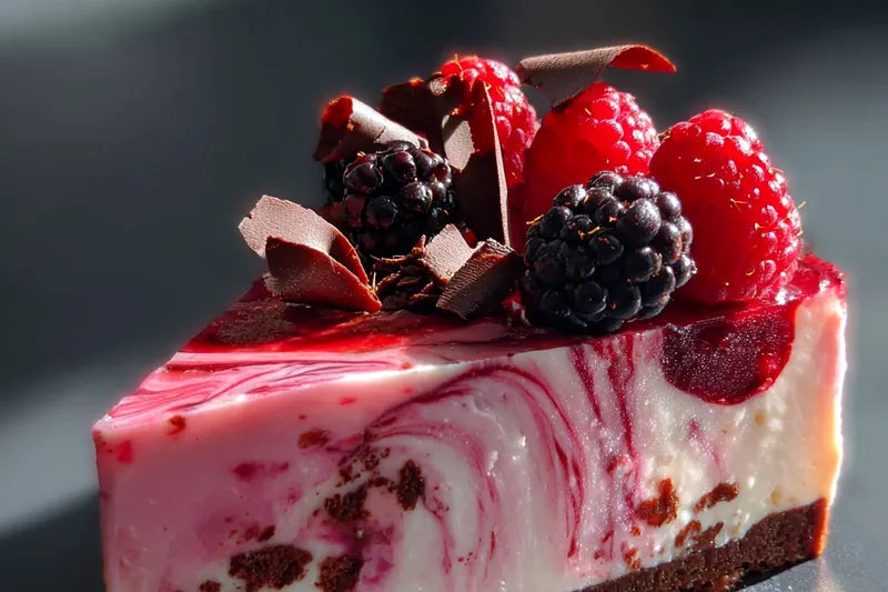 Close-up of fresh berries and chocolate ingredients