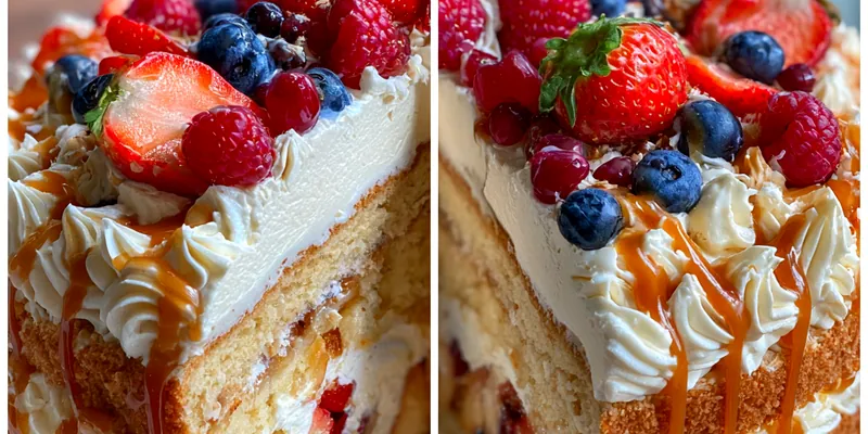 Delicious Berry Cream Layered Delight served on a plate