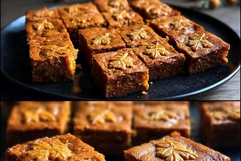 Baking process of Delicious Biscoff Blondies in the oven.