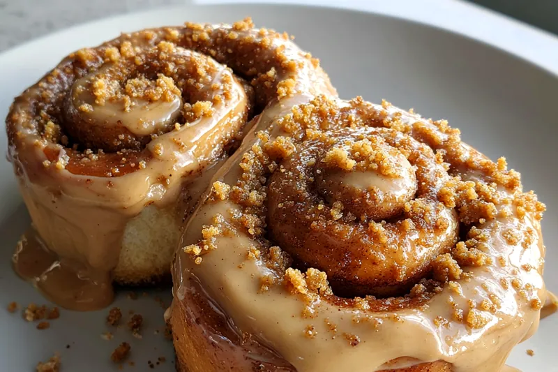 A selection of ingredients for Decadent Biscoff Cinnamon Rolls neatly arranged on a wooden table.