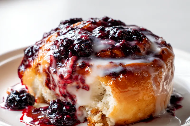 Baking blackberry cinnamon rolls in the oven
