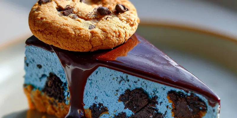 Delicious Blue Cookie Chocolate Cake served on a plate