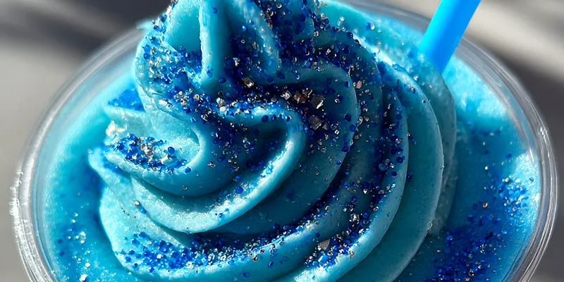 Delicious Blue Frosty Delight Frappe served on a plate
