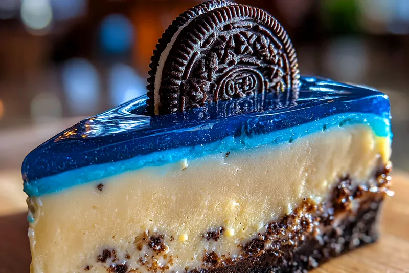 A collection of ingredients for Blue Oreo Delight, including Blue Oreos, cream cheese, and vibrant blue food coloring.