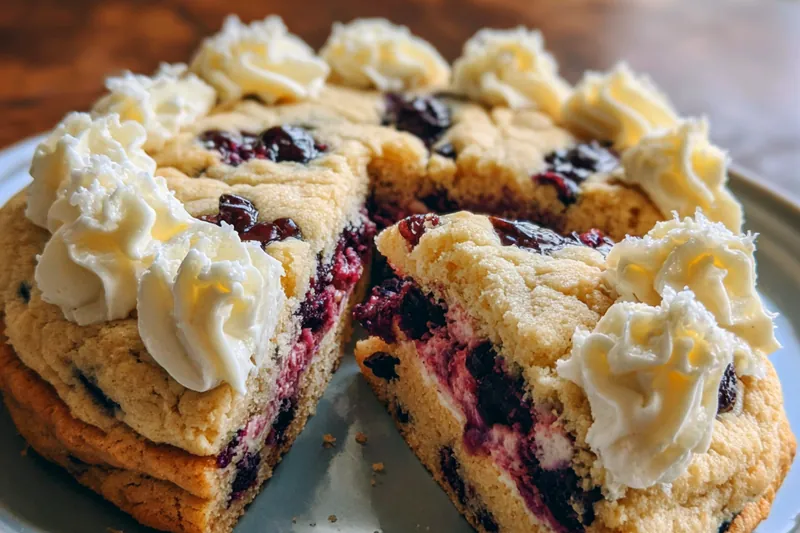 Freshly baked Blueberry Cheesecake Swirl Cookies cooling on a rack