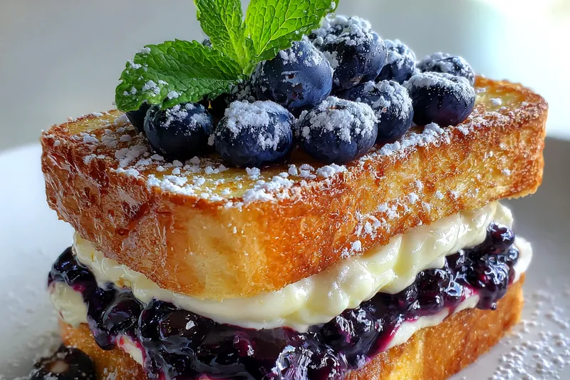 Cooking process for Blueberry Cream Cheese Toast