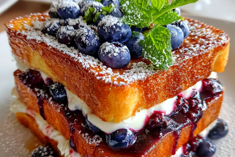 Fresh ingredients for Blueberry Cream Cheese Toast