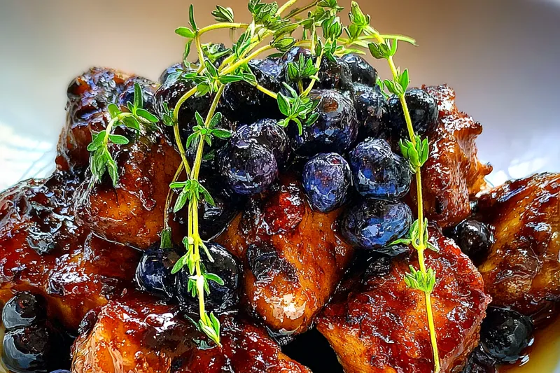 Cooking process for Blueberry Thyme Glazed Chicken