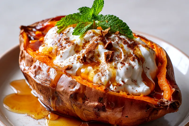 Fresh ingredients for Breakfast Sweet Potatoes arranged beautifully