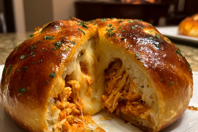 Cooking process of frying Savory Buffalo Chicken Treats in a skillet.