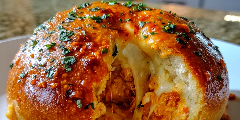 A plate of Savory Buffalo Chicken Treats garnished with celery sticks and dipping sauces.