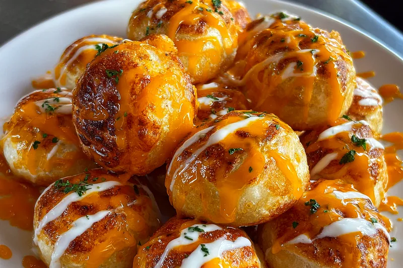 Cooking process for Buffalo Chicken Cheese Bombs