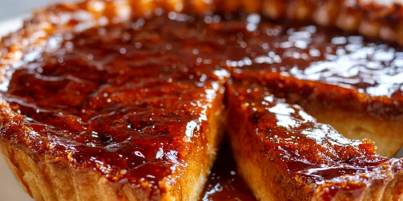 Burnt Honey Pie on a wooden table