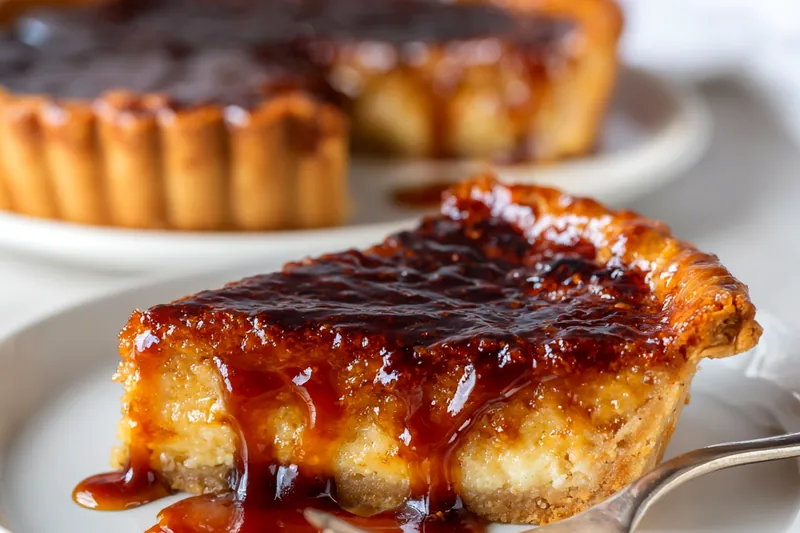 Ingredients for Burnt Honey Pie arranged on a kitchen counter.