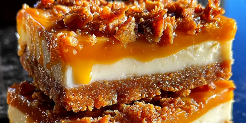 Delicious Butterfinger Caramel Crunch Bars served on a plate