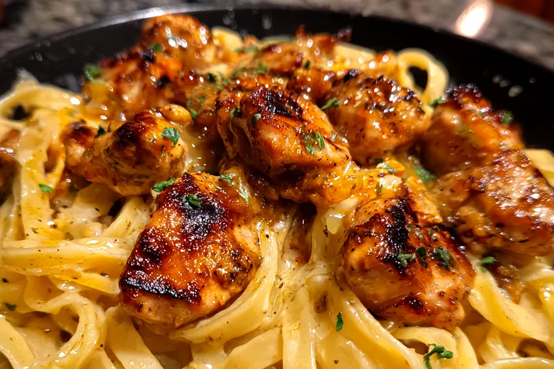 Cooking process for Cajun Honey Butter Chicken Pasta