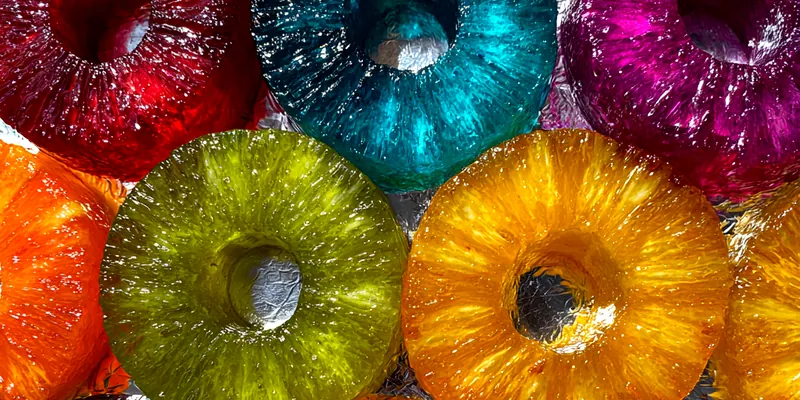 Candied Rainbow Pineapple Rings