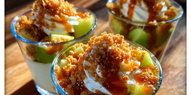 Delicious Caramel Apple Parfaits served on a plate