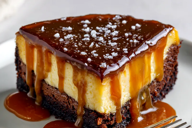 Cooking process of the Caramel Brownie Cheesecake