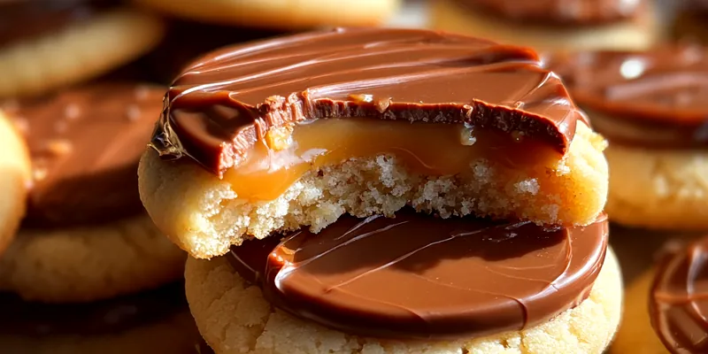 Delicious Caramel Chocolate Cookie Delight served on a plate