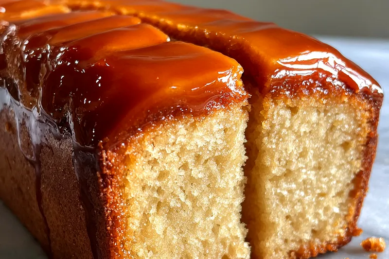 Cooking process for Caramel Glazed Cheesecake Loaf