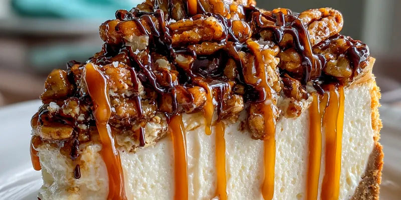 Delicious Caramel Nut Cheesecake Delight served on a plate