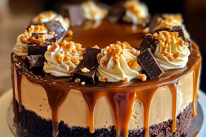 A collection of high-quality ingredients for Indulgent Caramel Toffee Cake including butter, sugar, flour, and caramel sauce.