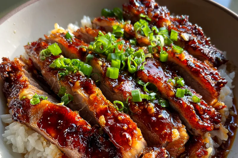 Cooking process for Caramelized Chicken Rice Bowl