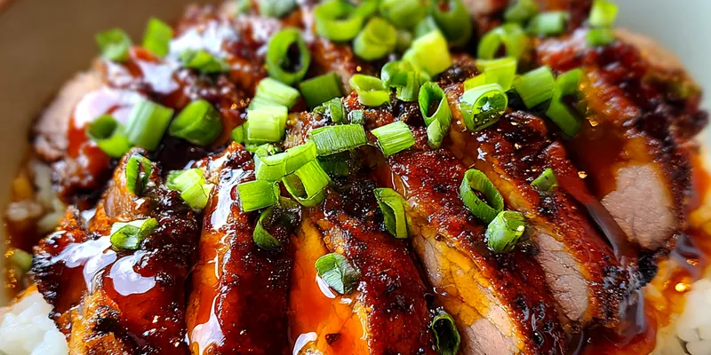 Delicious Caramelized Chicken Rice Bowl served on a plate