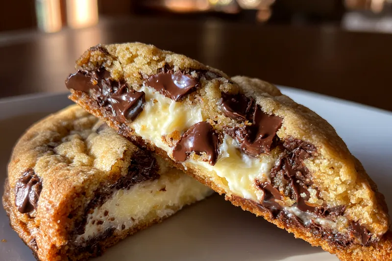 Step-by-step process of baking Cheesecake Chip Delight, showcasing the mixing of ingredients and baking stage.