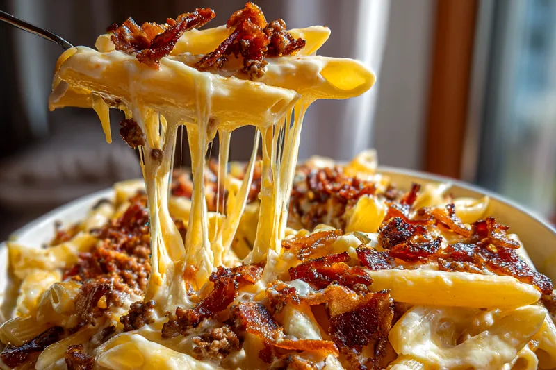 Cooking process for Cheesy Bacon Pasta Bake