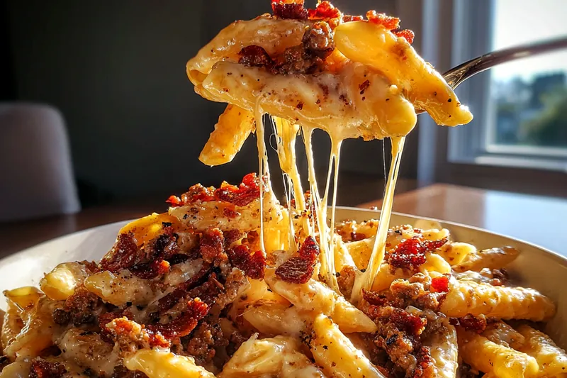 Fresh ingredients for Cheesy Bacon Pasta Bake