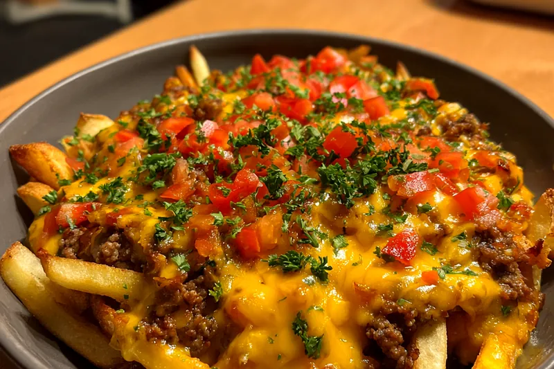Fresh ingredients for Cheesy Beef Fry Bake