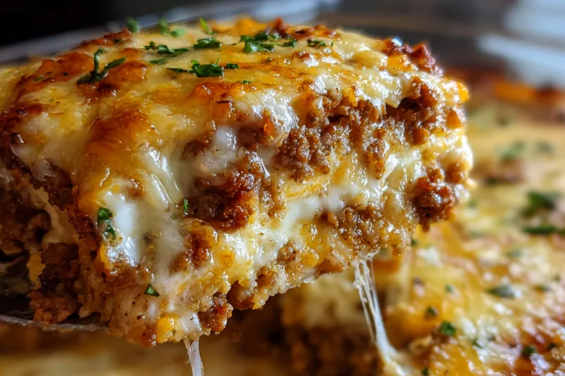 Fresh ingredients for Cheesy Beef Layered Casserole