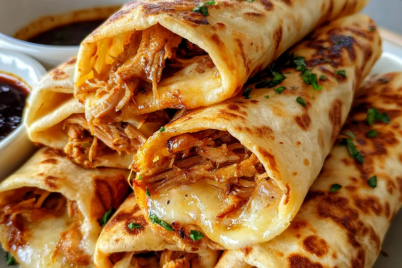 Fresh ingredients for Cheesy Beef Tortilla Rollups
